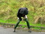 Lassie pissing and masturbating in public